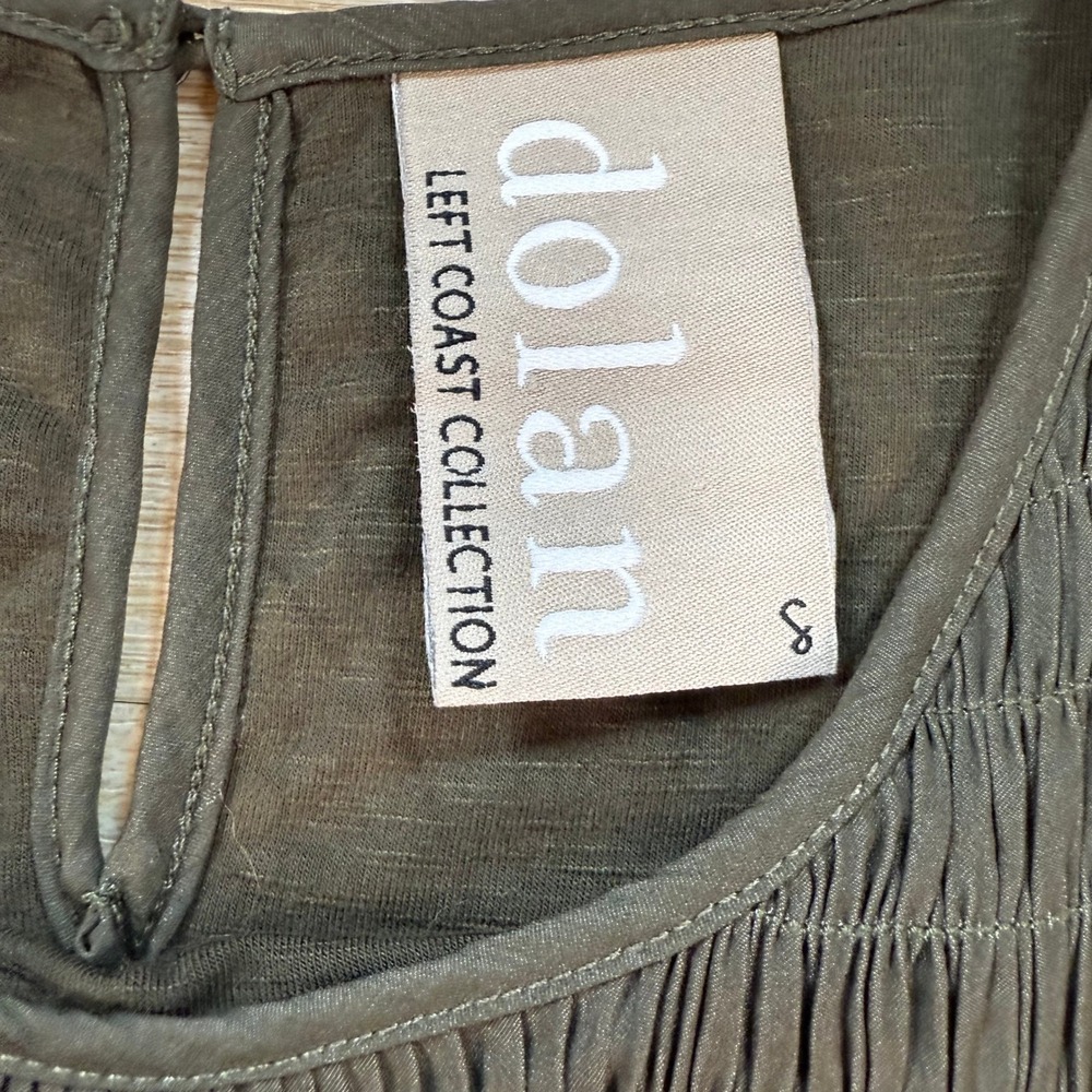 Dolan Left Coast Smocked Trapeze Tank Dress Size Small Flowy Relaxed Chic Green - Picture 3 of 10